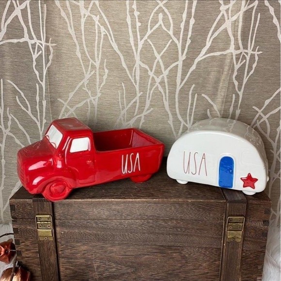 RAE DUNN FARMHOUSE HOME DECOR CERAMIC TABLE TOP USA AMERICA JULY 4 PATRIOTIC NEW - Picture 2 of 7